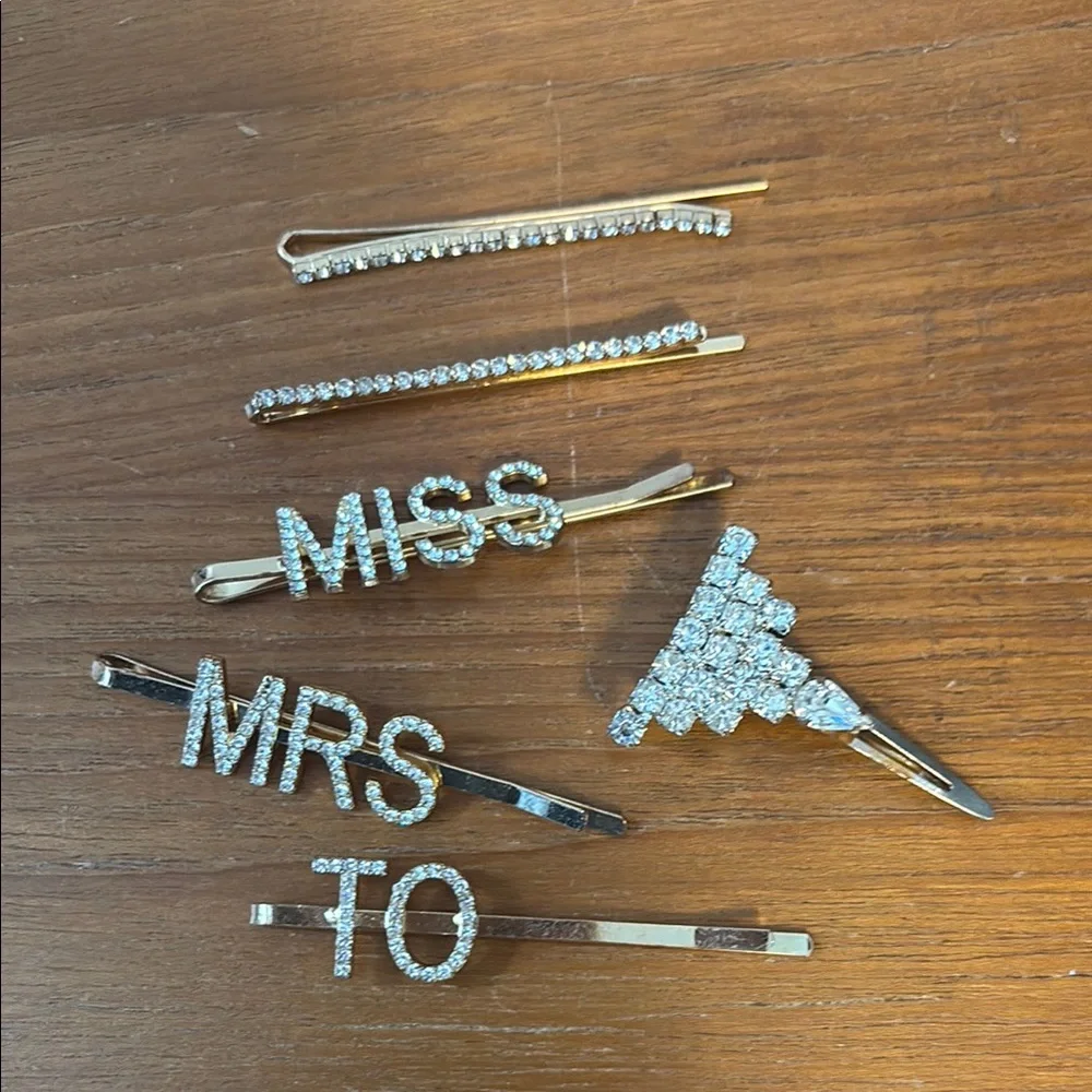 Gold and Silver Rhinestone Hair Clips Set